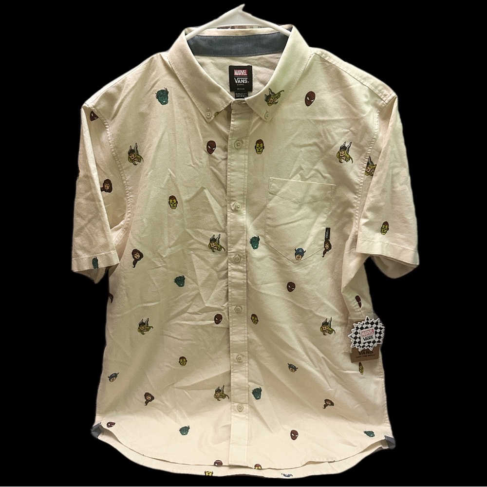Marvel x Vans Cream Patterned Men's Button Down Shirt M